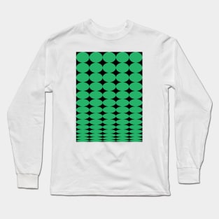 Retro Round Pattern - Green Black Long Sleeve T-Shirt